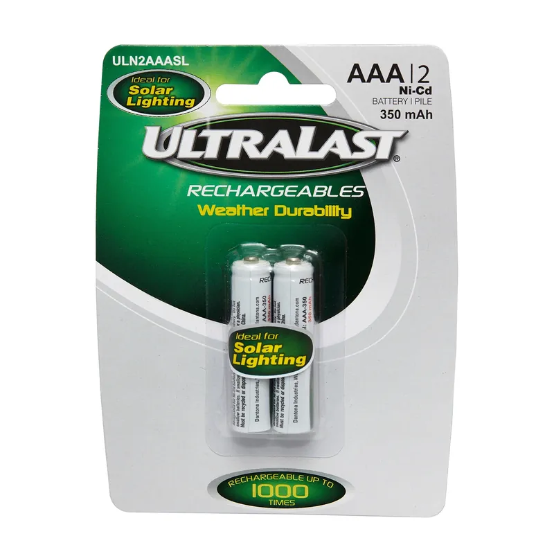 UltraLast Ni-Cad AAA 1.2 V 350 MAh Solar Rechargeable Battery 2 Pk