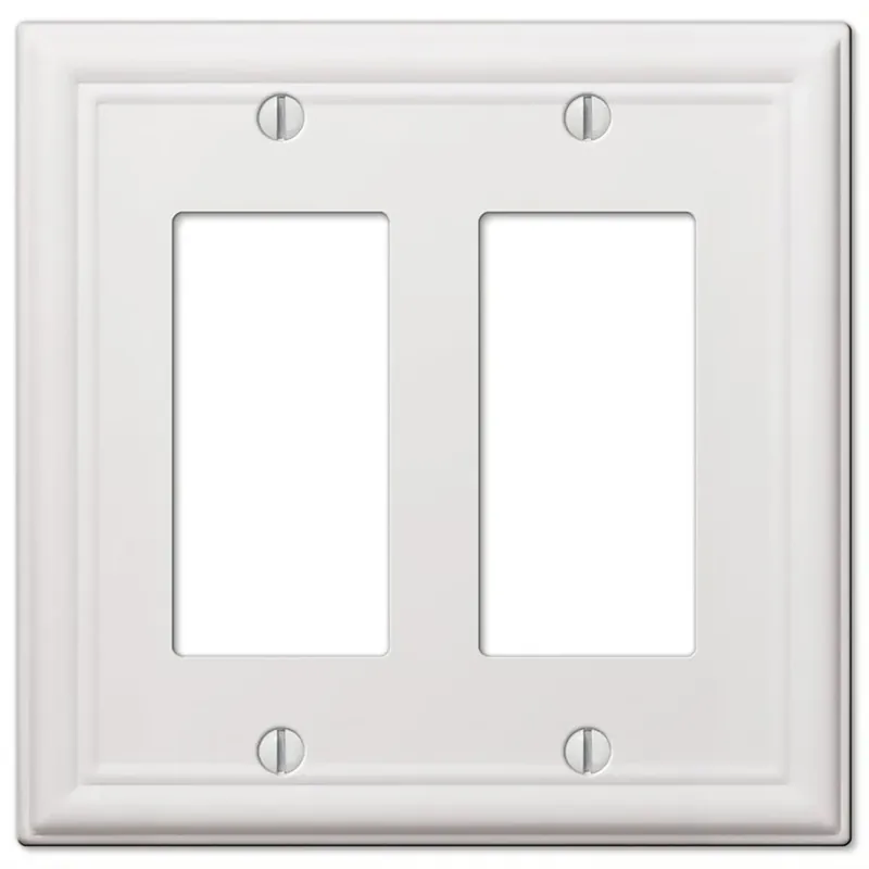 Amerelle Chelsea White 2 Gang Stamped Steel Decorator Wall Plate 1 Pk