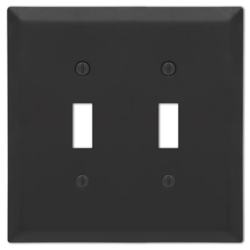 Amerelle Century Matte Black 2 Gang Stamped Steel Toggle Wall Plate 1 Pk