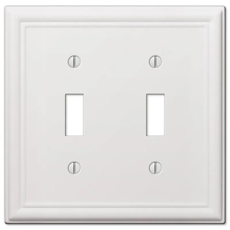 Amerelle Chelsea White 2 Gang Stamped Steel Toggle Wall Plate 1 Pk