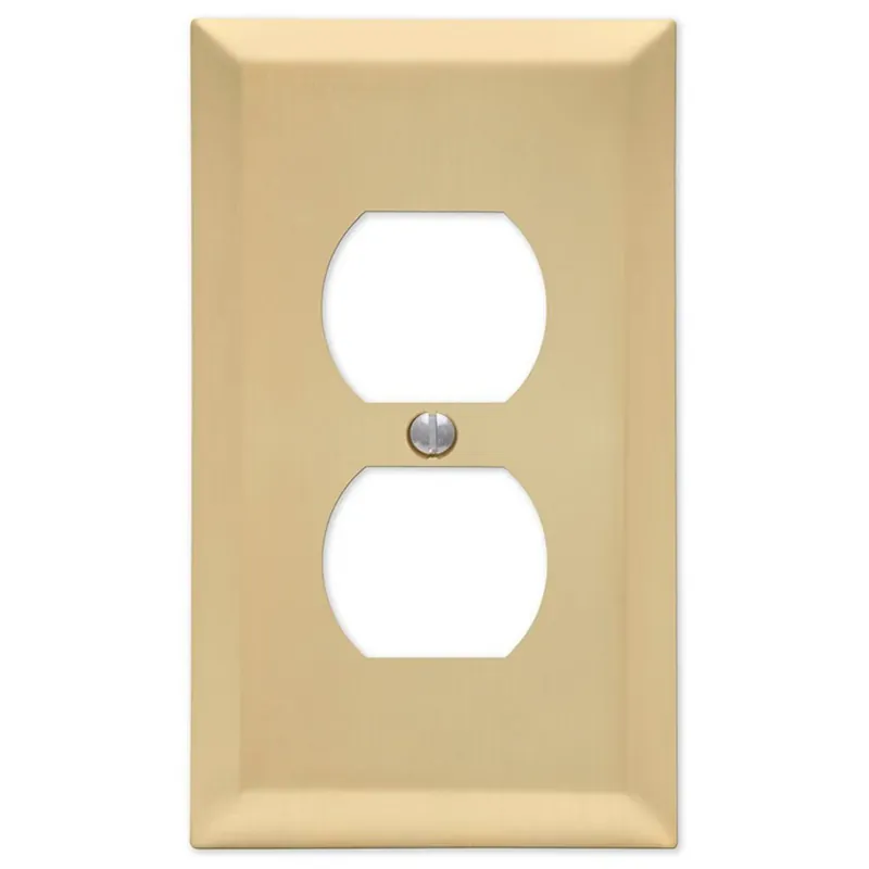 Amerelle Century Satin Brass 2 Gang Stamped Steel Duplex Wall Plate 1 Pk