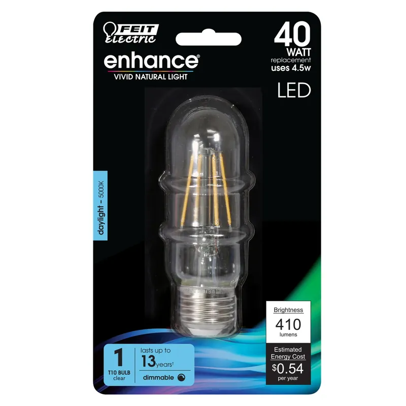 Feit Enhance T10 E26 (Medium) LED Bulb Daylight 40 Watt Equivalence 1 Pk