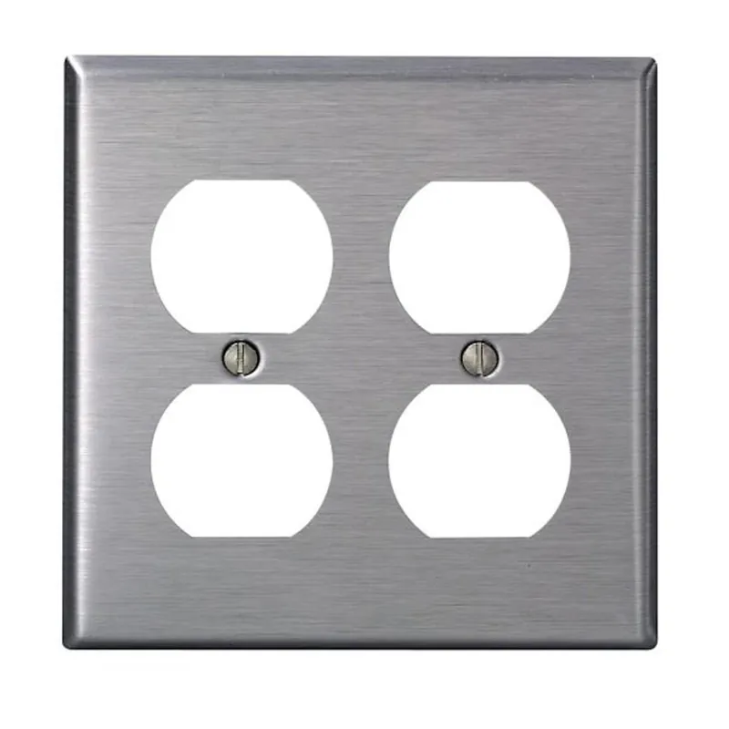 2-gang Standard Size Stainless Steel Wall Plate With 2-duplex Receptacles - Model 84016-40