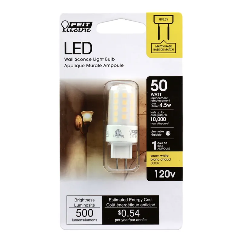 Feit T4 GY6.35 LED Bulb Bright White 50 Watt Equivalence 1 Pk