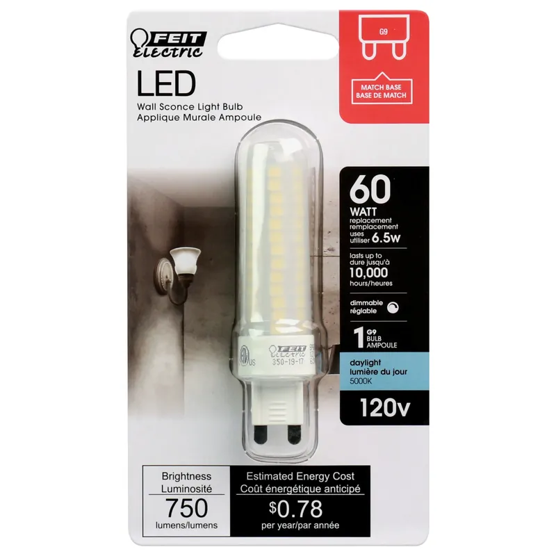 Feit T4 G9 LED Bulb Daylight 60 Watt Equivalence 1 Pk