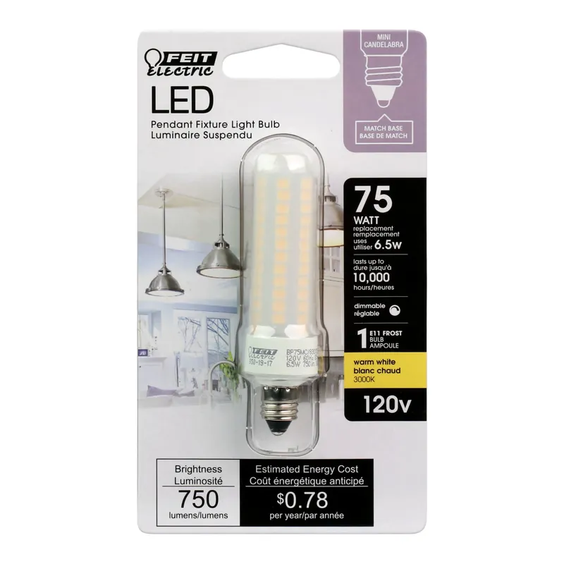 Feit T4 E11 LED Bulb Bright White 75 Watt Equivalence 1 Pk
