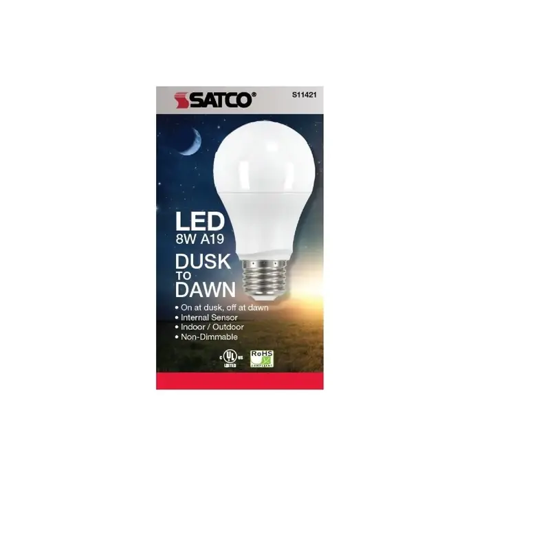 Satco A19 Medium Dusk To Dawn Led Light Bulb 60w Equivalent Warm White 8.5w