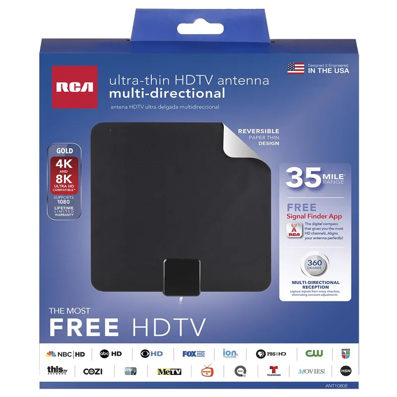 RCA Indoor HDTV/UHF/VHF Flat Antenna 1 Pk