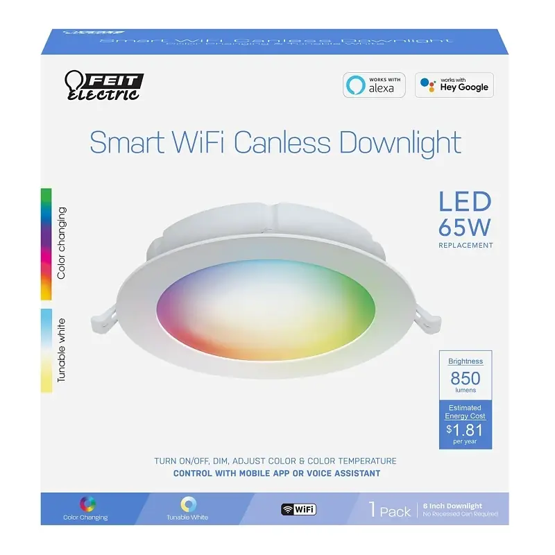 Feit Smart Home 6 In. White Aluminum Led Canless Recessed Downlight 15 W