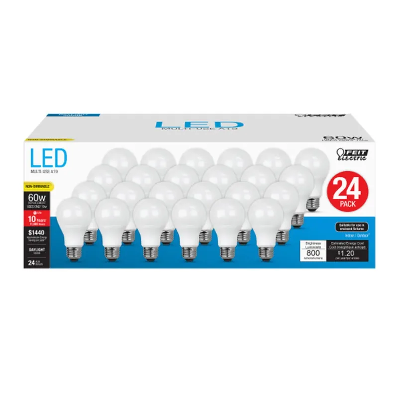 Feit A19 E26 (Medium) LED Bulb Daylight 60 Watt Equivalence 24 Pk