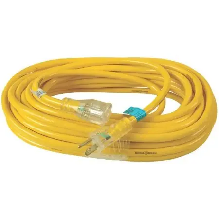 Coleman Cable 510085 Yellow 12/3 Sjt Outdoor Extension Cord, 98 Feet