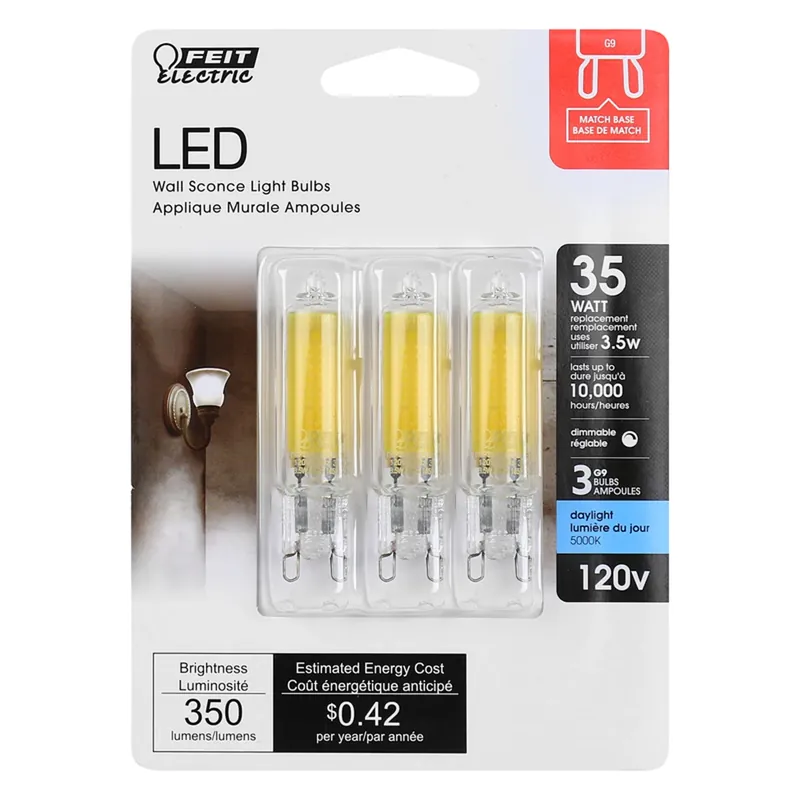 Feit T4 G9 LED Bulb Daylight 35 Watt Equivalence 3 Pk