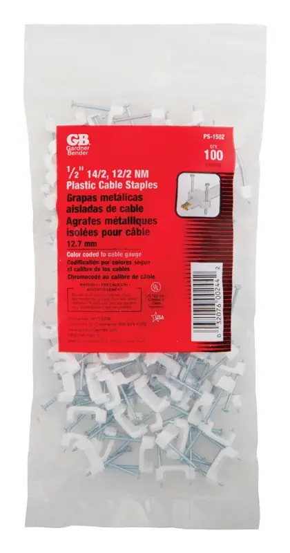 Gardner Bender 1/2 In. W Plastic Insulated Cable Staple 100 Pk