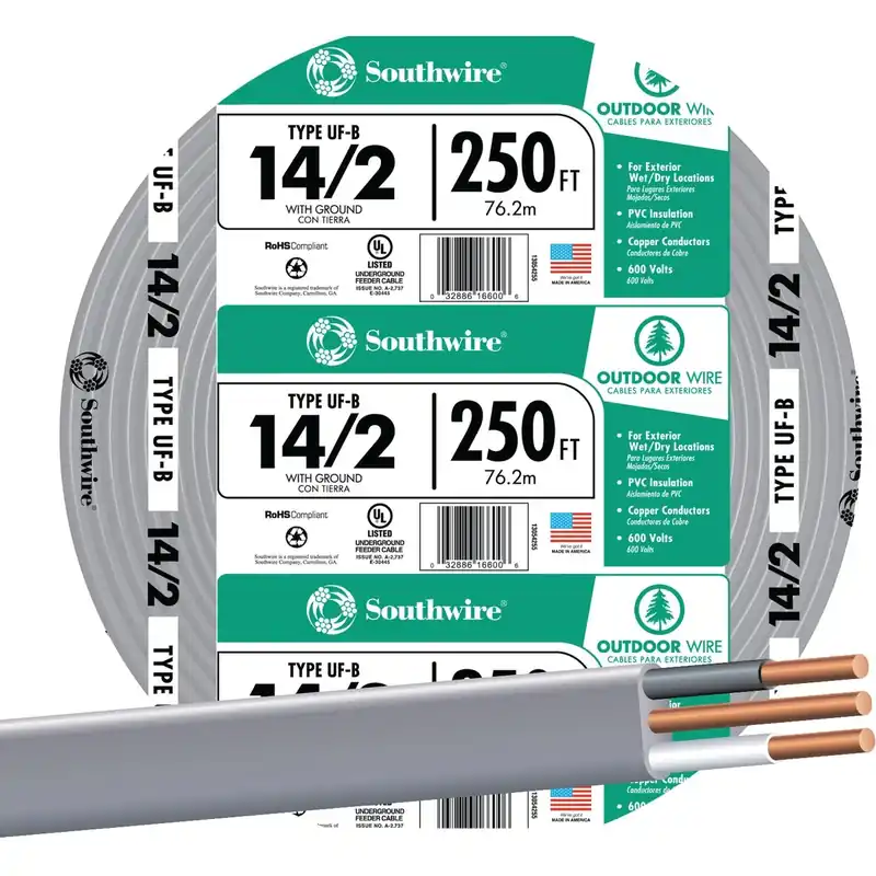 250 Ft. 14 Awg 2-conductor Underground Feeder Cable - Model 13054255