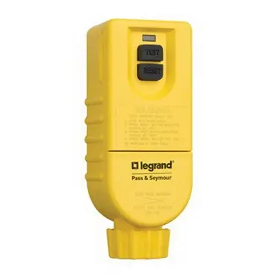 Pass & Seymour 1594-cmm Portable Gfci Right Angle Plug Manual Reset 125 Volt 15 Amp Yellow