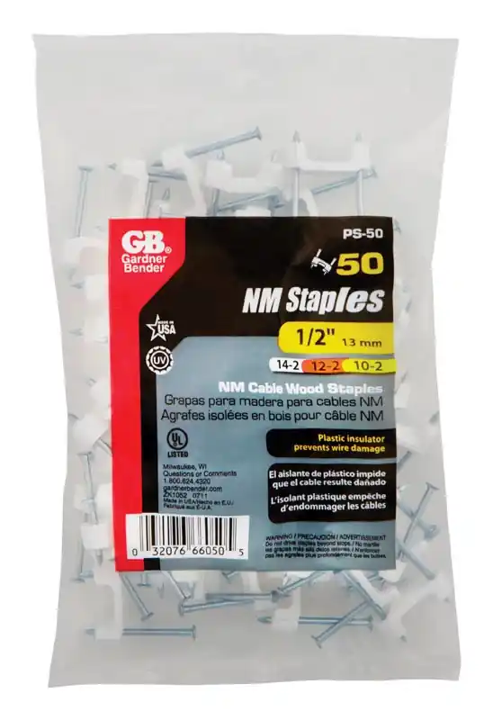 Gardner Bender 1/2 In. W Plastic Insulated Cable Staple 50 Pk
