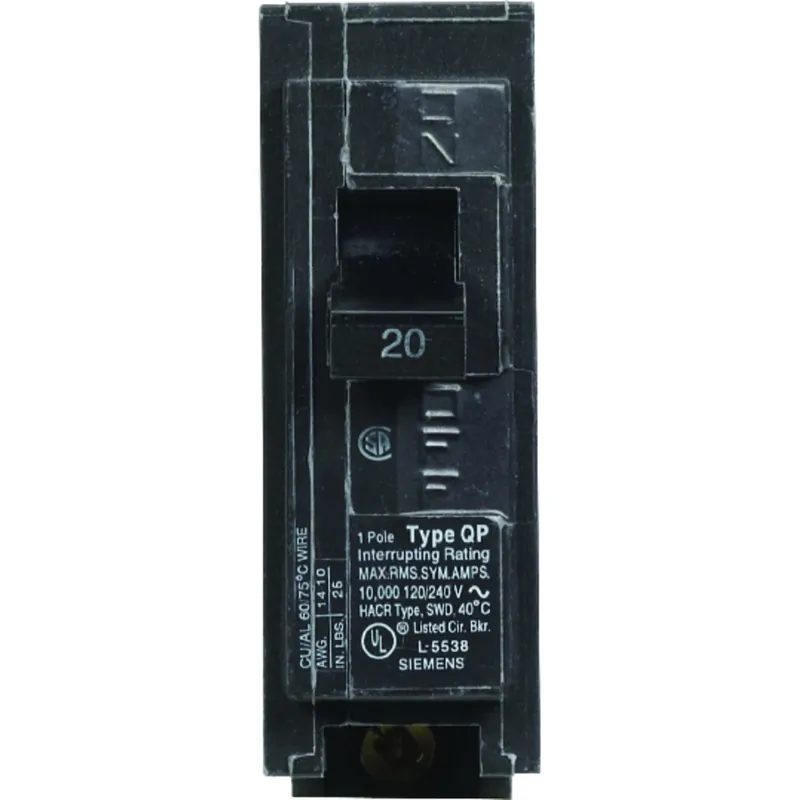 Circuit Breaker, Single Pole, 120-Volt, 20-Amp