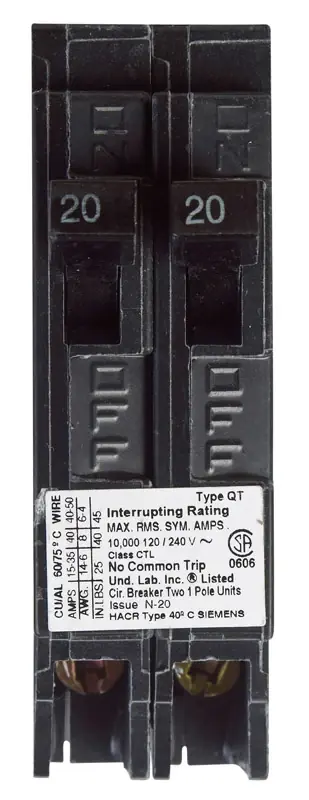 Duplex Circuit Breaker, 20A/20A
