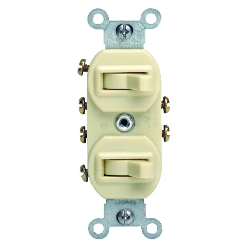 Leviton 15 Amps Three Pole Toggle Duplex Combination Switch Ivory 1 Pk
