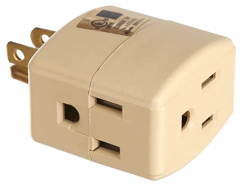 Cooper Wiring 1482V-BOX Ivory, 3 Outlet 3 Wire Cube Tap