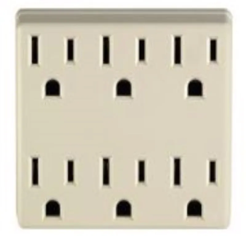 Leviton Polarized 6 Outlets Outlet Adapter 1 Pk