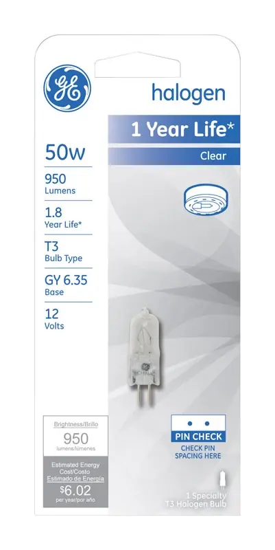 GE Edison 50 W T3 Specialty Halogen Bulb 950 Lm Cool White 1 PK