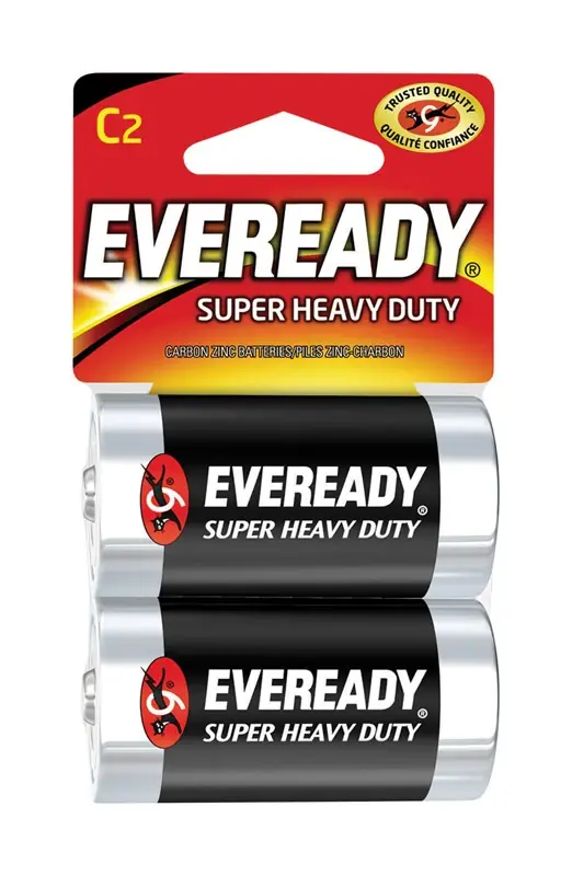 Eveready Super Heavy Duty C Zinc Carbon Batteries 2 Pk Carded