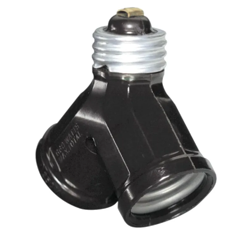 Brown 125v Twin Socket Adapter, 660 Watts, Ul Listed