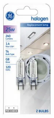 T4 Quartz Halogen Light Bulbs, 25 Watt, 2-Pk.