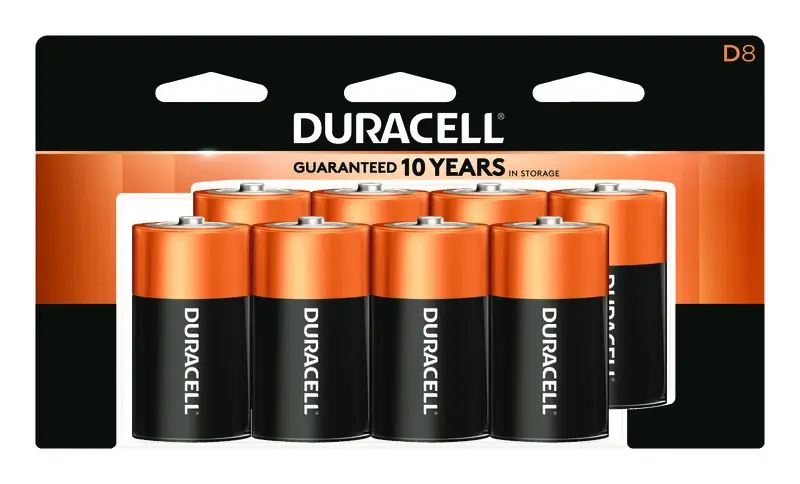 Duracell Coppertop D Alkaline Batteries 8 Pk Carded