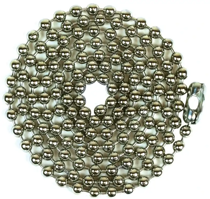 Beaded Lamp Chain With Connector, 10, Nickel-Plated, 3-Ft.