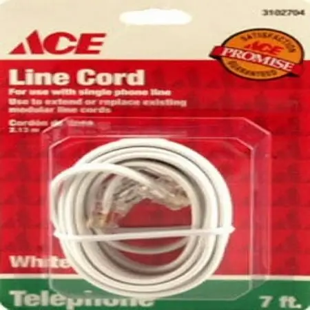 7 Ft White Modular Telephone Line Cord - Model 140138-00