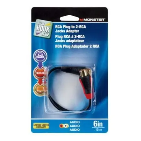 6 Inch Rca Adapter Cable With Black Pvc Jacket, Model 140292-00