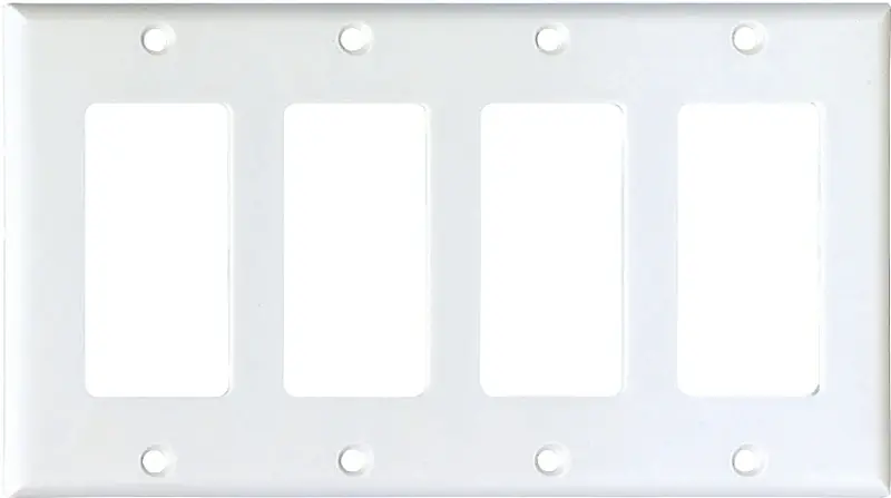 2164w-box 4-gang Standard Rocker Wall Plate - White Thermoset