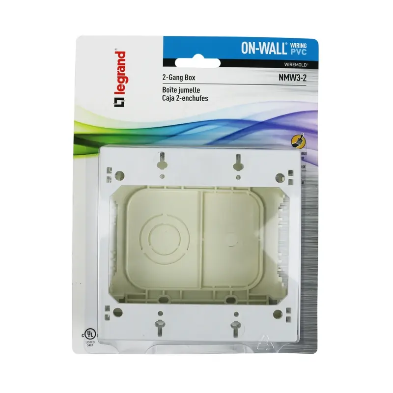 Legrand Rectangle Plastic 2 Gang Outlet Box White