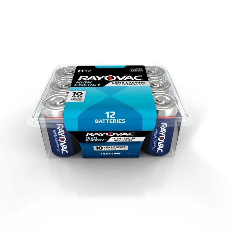 Rayovac High Energy D Alkaline Batteries 12 Pk Clamshell