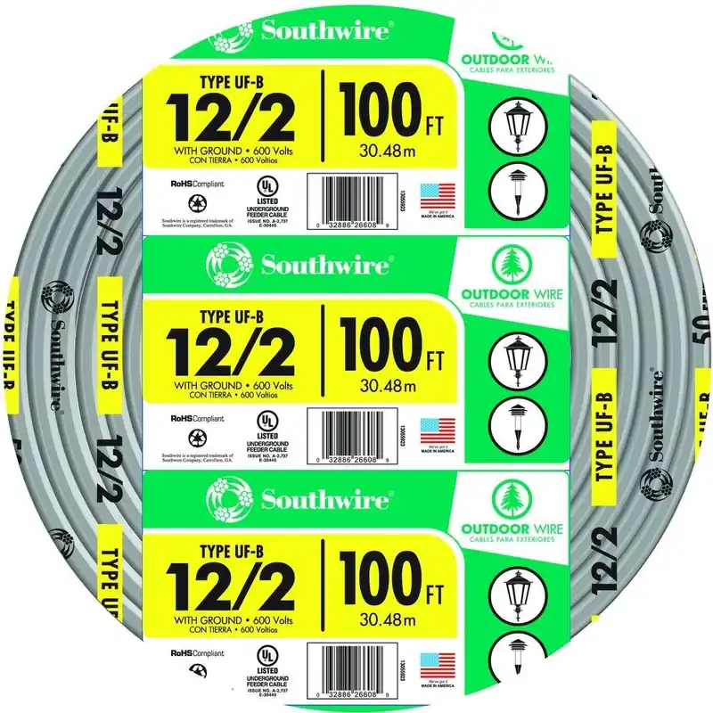 12/2 Underground Feeder Cable With Ground, 100 Ft.