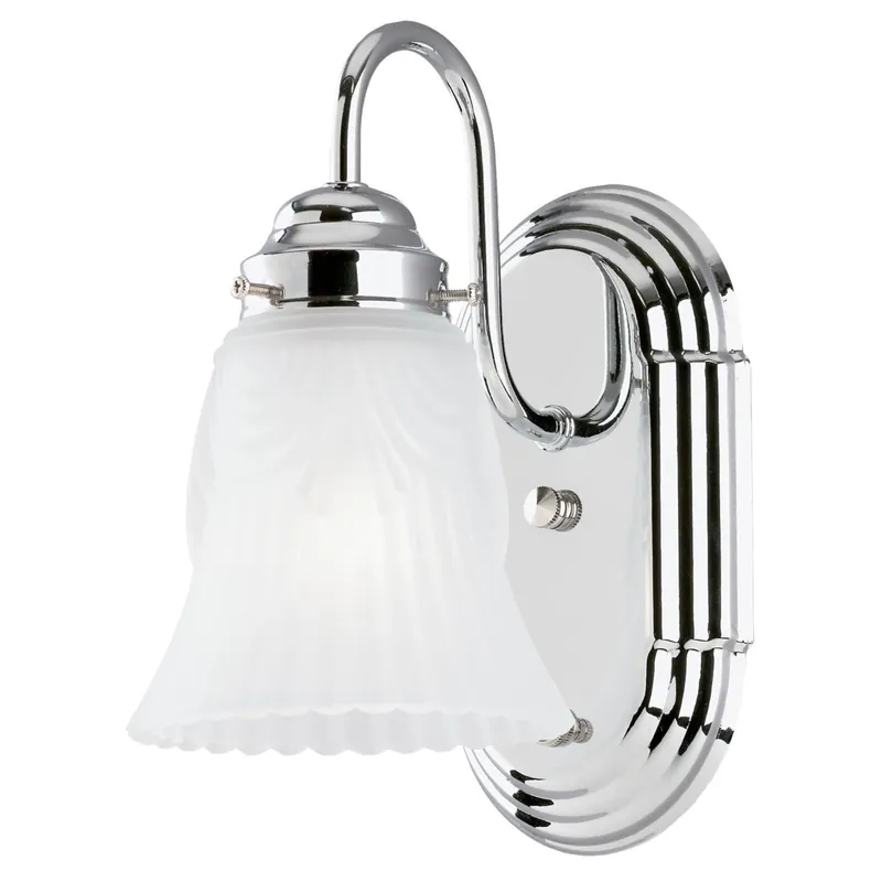1-Light Wall Mount Chrome Light Fixture With On/Off Switch