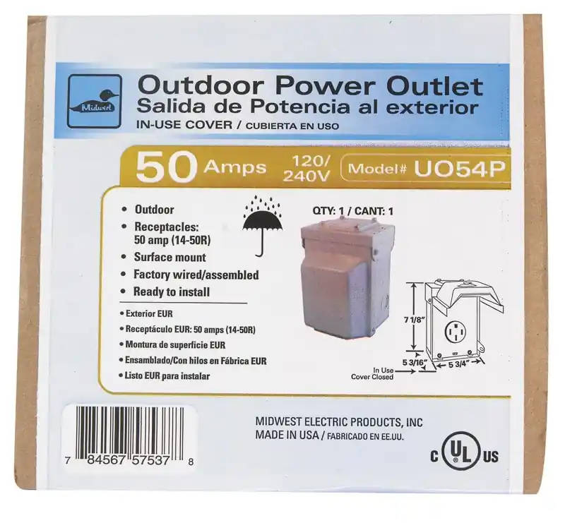 GE 50 Amps 240 Volt Single Silver RV Power Outlet 1 Pk
