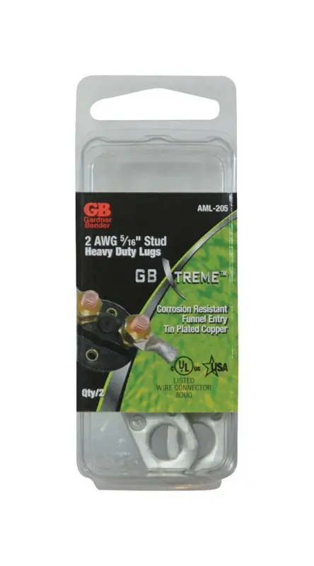 Gardner Bender Xtreme 2 Ga. Insulated Wire Electrical Lug Silver 2 Pk