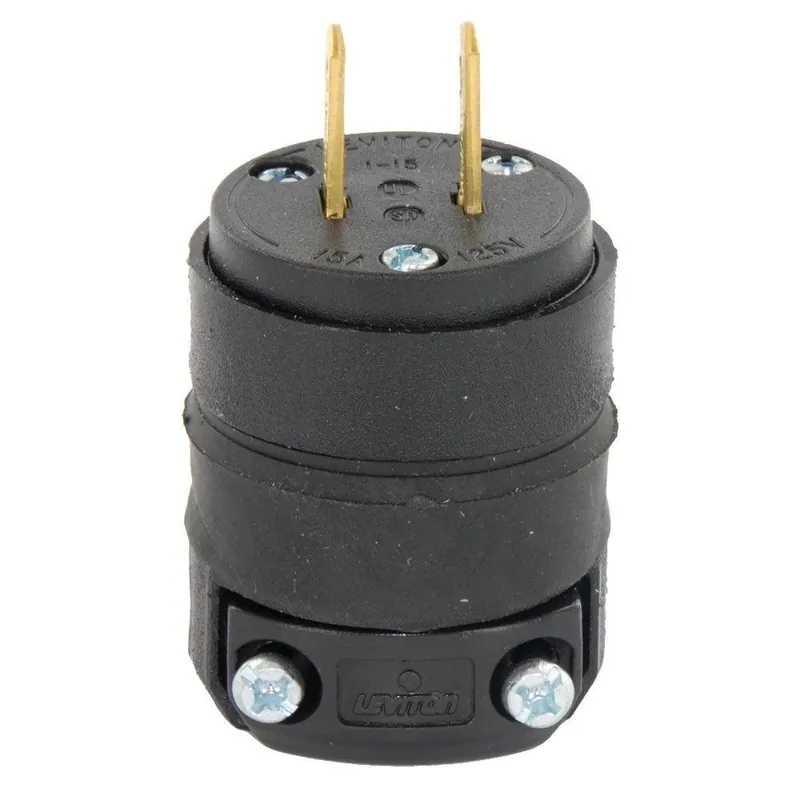15 Amp 125 Volt 2-wire 2-pole Rough Use Cord Plug - Model 000-115pr