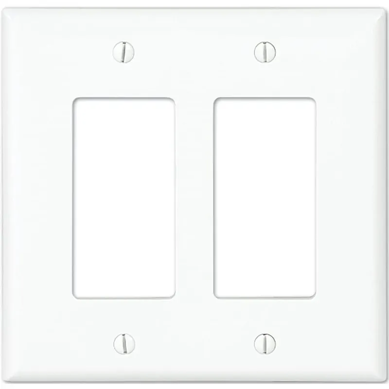 2-gang White Double Decorator Wall Plate With Screw-catch Feature