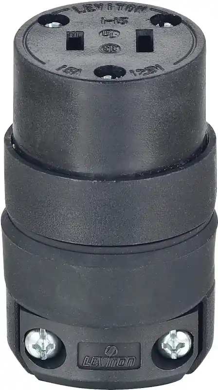 15a 125v 2-wire 2-pole Rubber Cord Connector For Rough Use