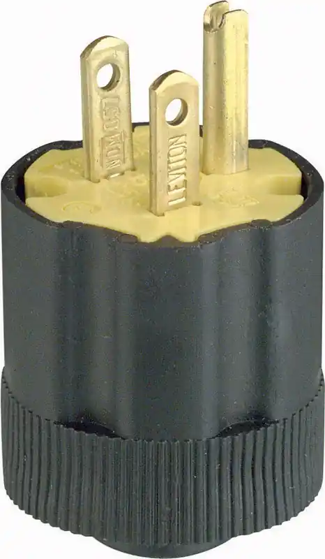 Commercial And Residential Rubber Grounding Plug 5-15p 18-14 Awg 2 Pole 3 Wire