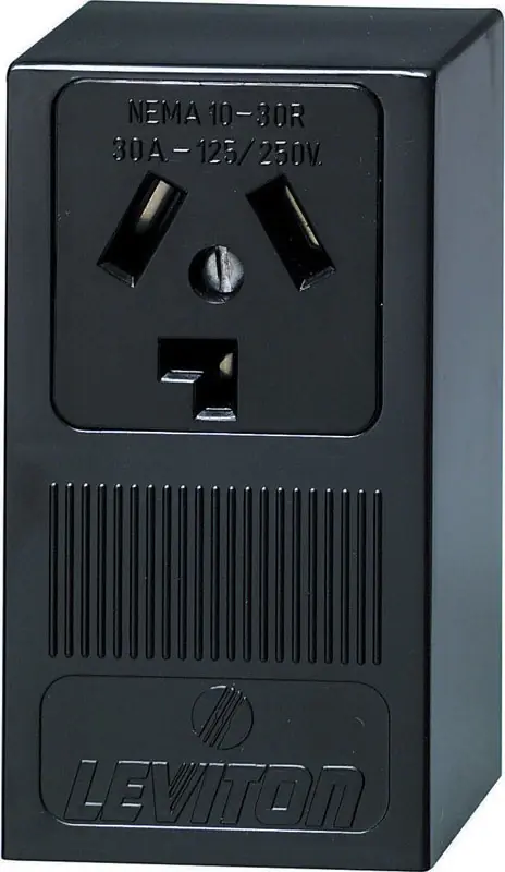 30 Amp Surface Mount Power Single Outlet, Black