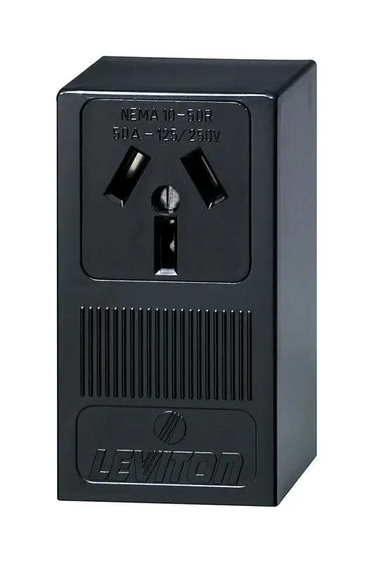 50 Amp Thermoplastic Power Single Outlet, Black