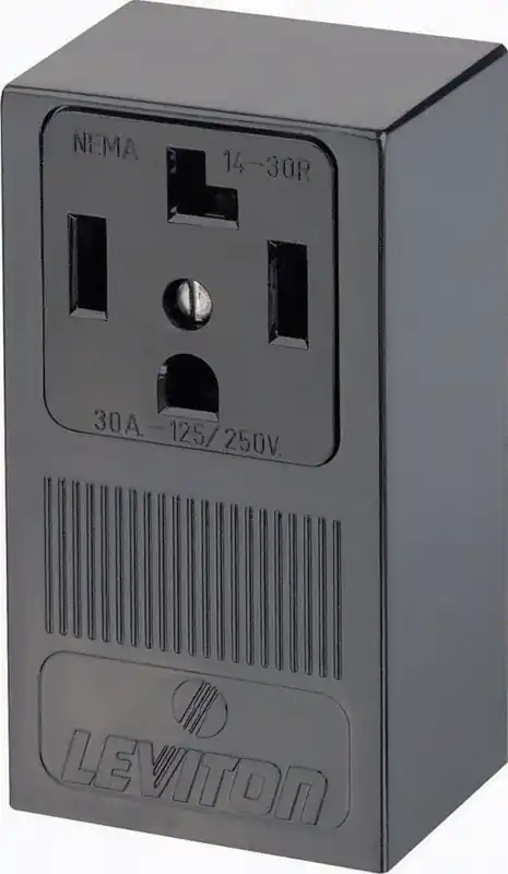 30 Amp Single Surface Mounted Single Outlet, Black