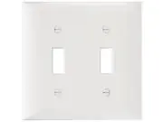 Pass & Seymour Wall Plate, 2-Toggle Opening, Urea, White
