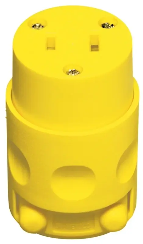 15a 125v 2-wire 2-pole Residential Grade Cord Connector, Yellow