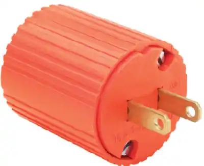 Pass & Seymour Residential Construction Plug, Orange Vinyl, 2-Pole/2-Wire, 15A, 125-Volt
